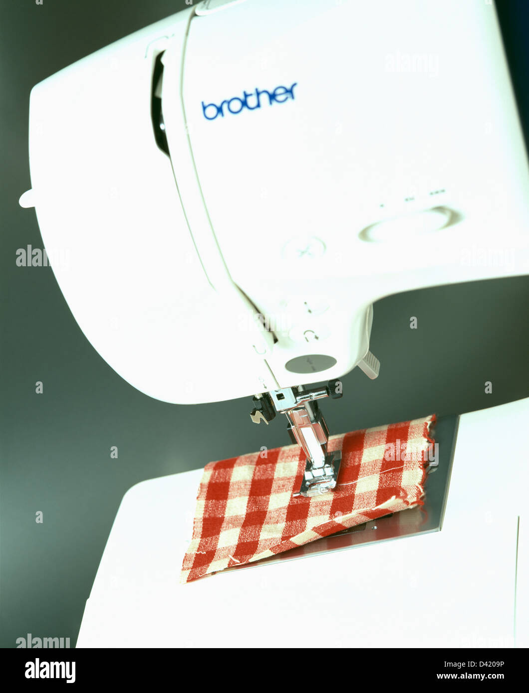 Closeup of white "Brother" electric sewing machine Stock Photo Alamy