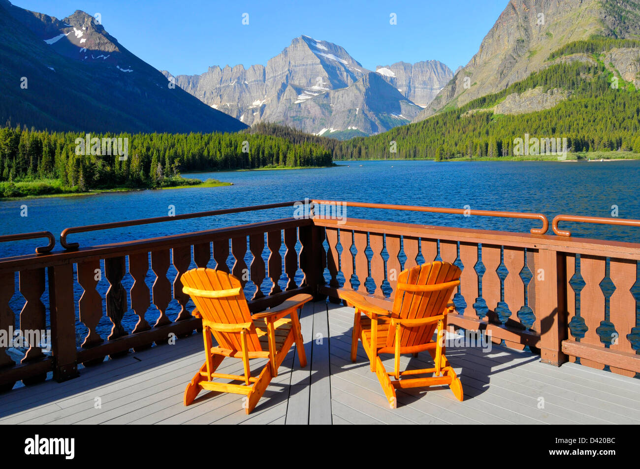 Many Glacier Hotel Glacier National Park Montana MT US Stock Photo