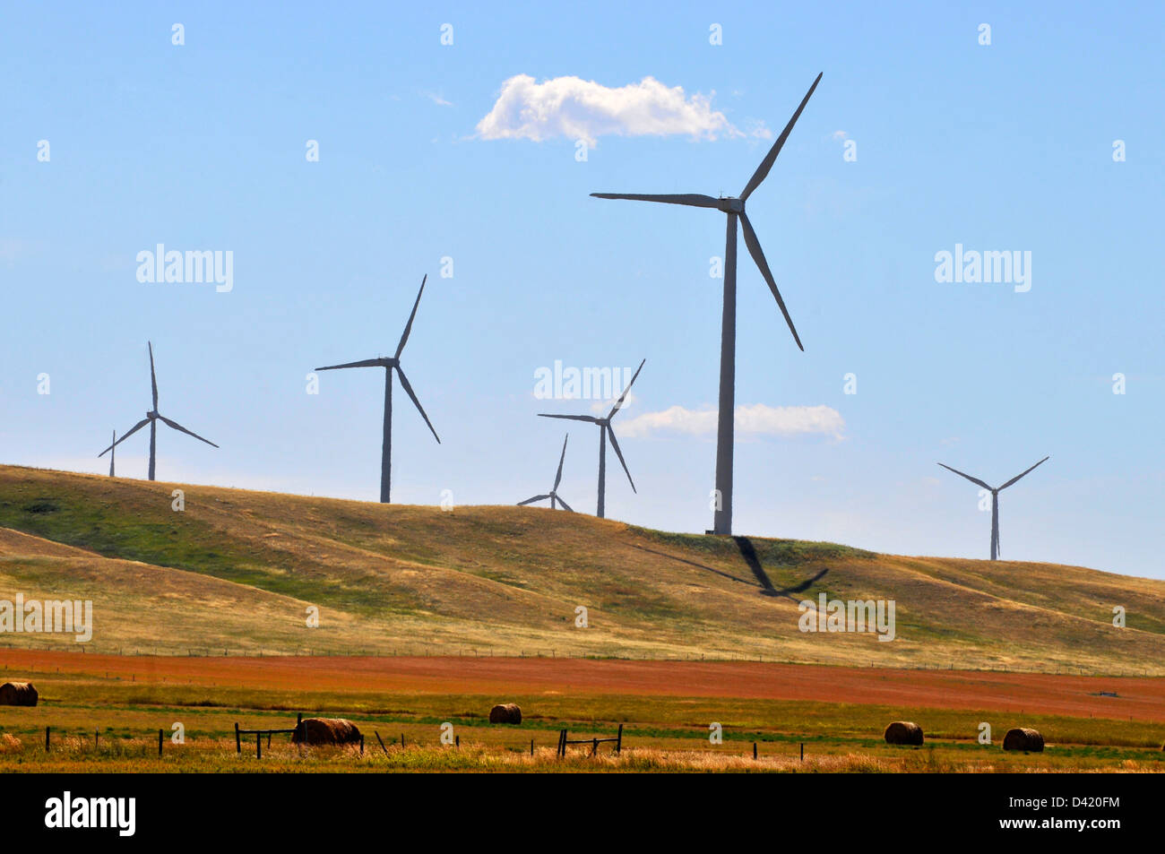 Wind Farms Windmills Alternative Energy US Route 2 Montana Stock Photo
