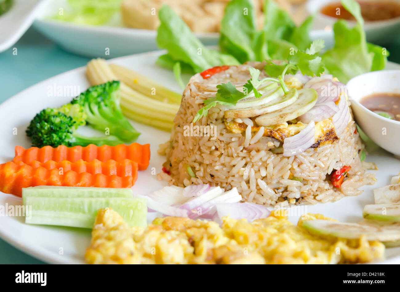 Mixed Cooked Rice mixed cooked rice with shrimp paste sauce , fried egg and fresh ...
