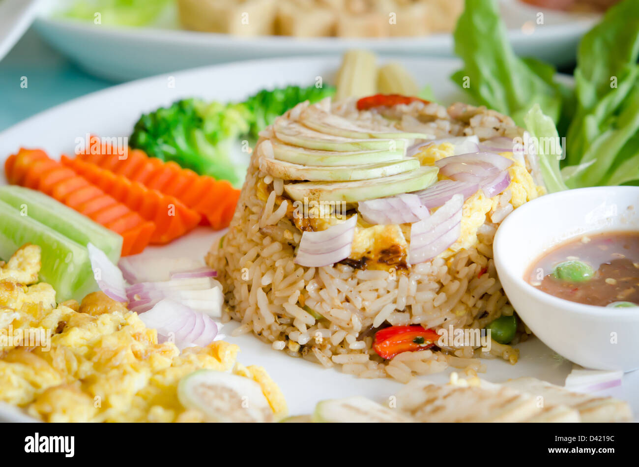 Mixed Cooked Rice mixed cooked rice with shrimp paste sauce , fried egg and fresh ...
