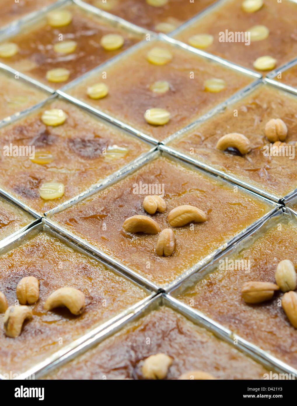 Coconut custard made from eggs and coconut milk and cashew nut Stock