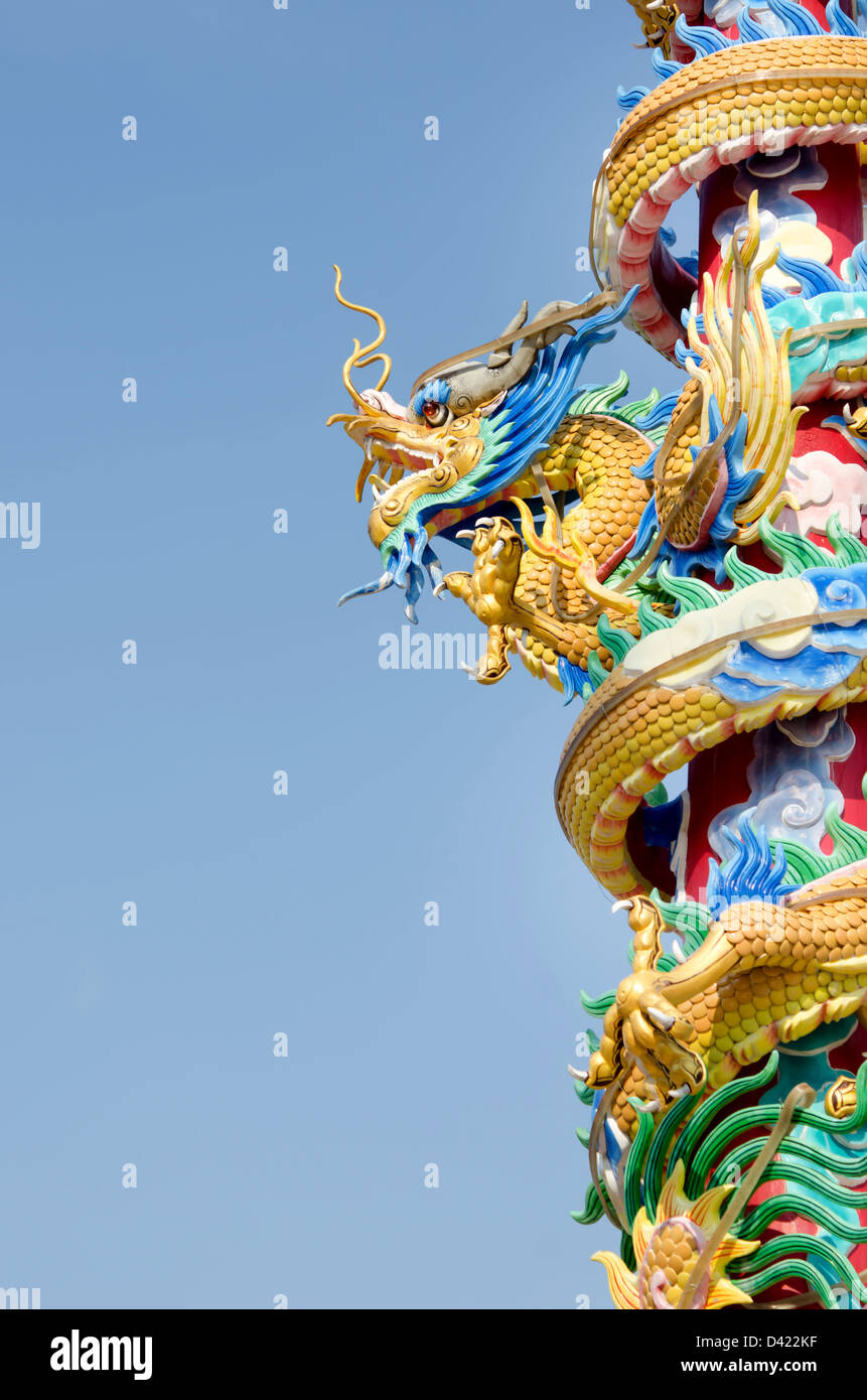 chinese dragon and blue sky , chinese art Stock Photo
