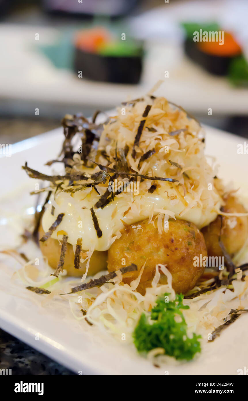 Takoyaki octopus balls - Japanese food Stock Photo - Alamy