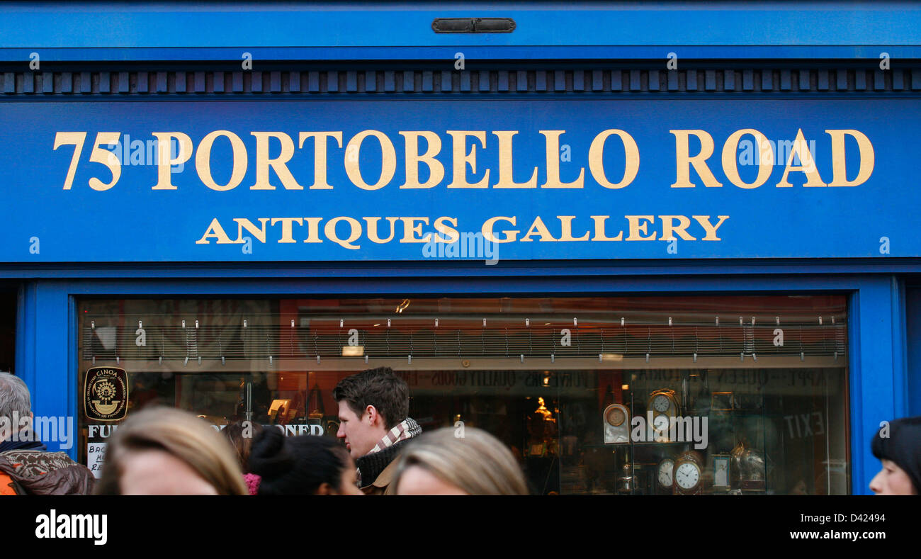 Portobello Market, in Notting Hill district, largest antiques market in
