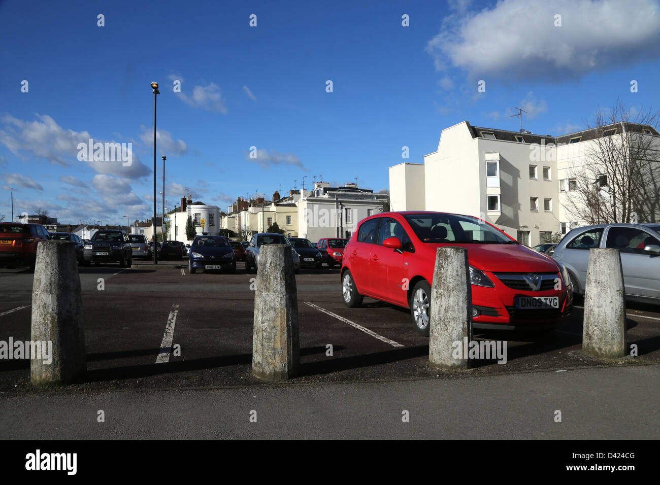Car park concrete bollards cheltenham hires stock photography and