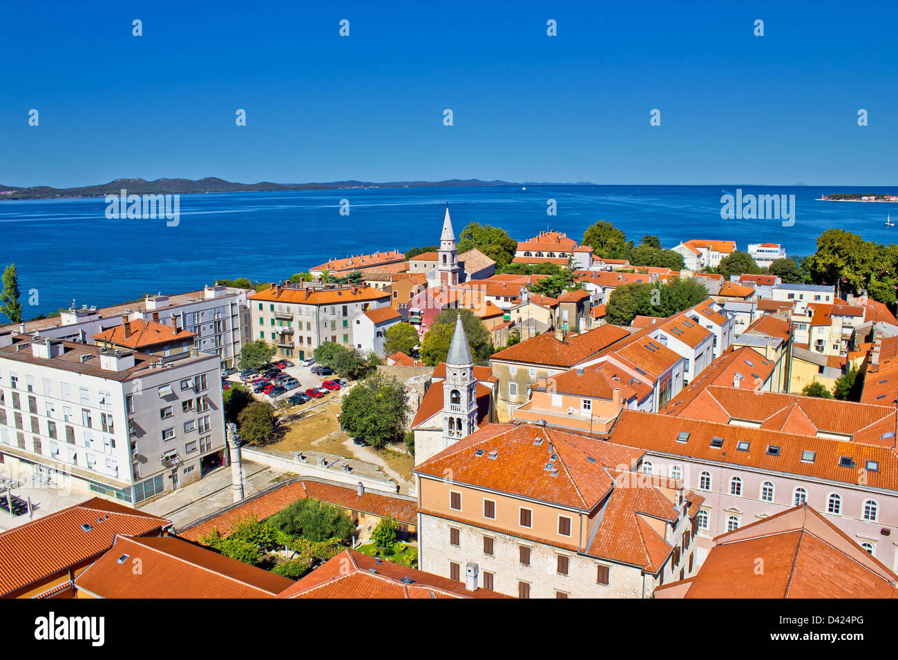 Colorful city of Zadar rooftops & towers, Dalmatia, Croatia Stock Photo