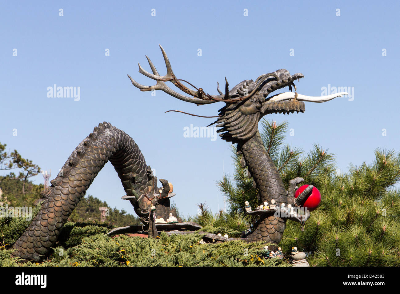 Korean Dragon in Haedong Yonggung Temple - Busan, South Korea Stock Photo