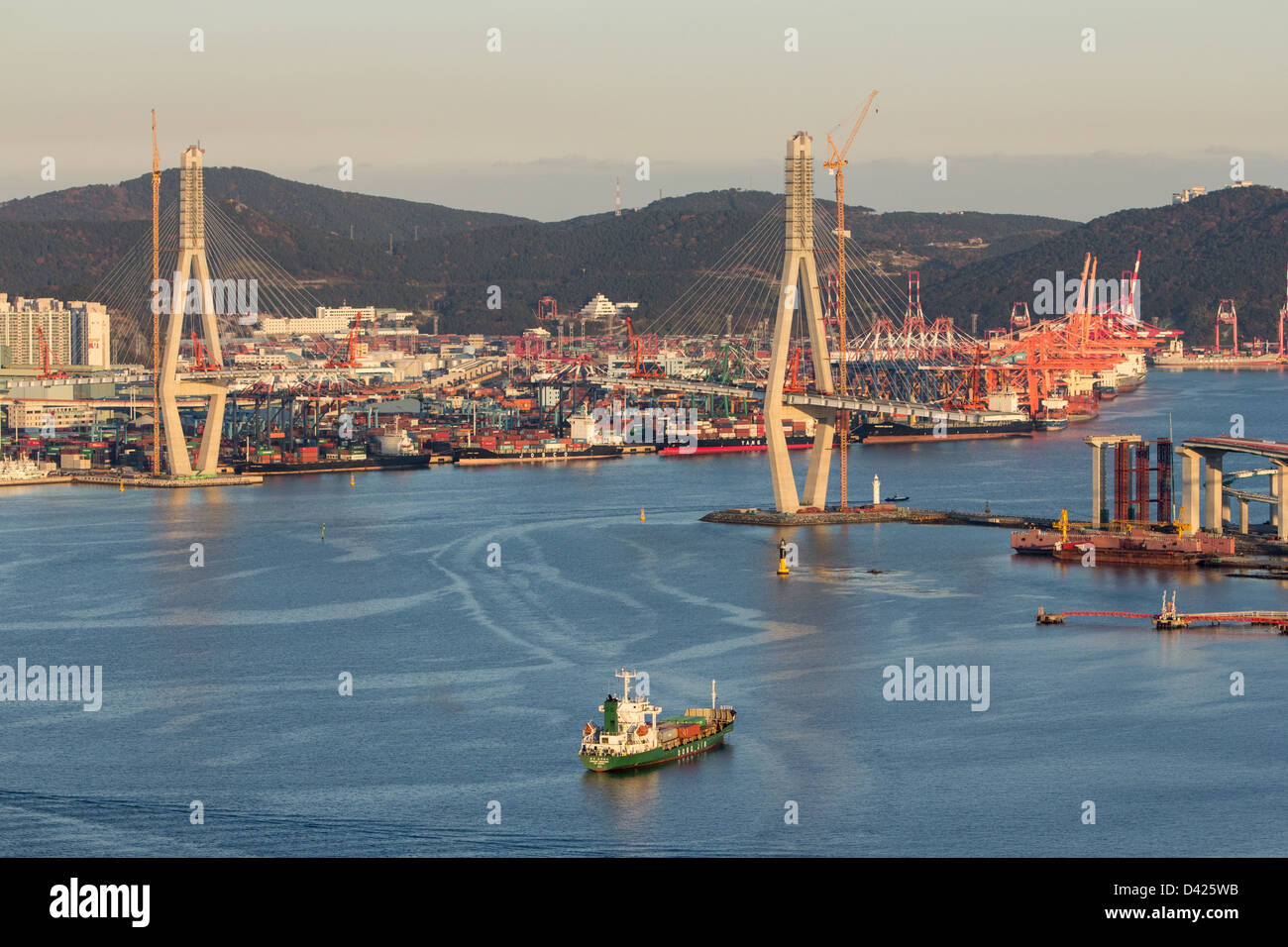 View of the bay in the metropolitan Busan City, South Korea Stock Photo