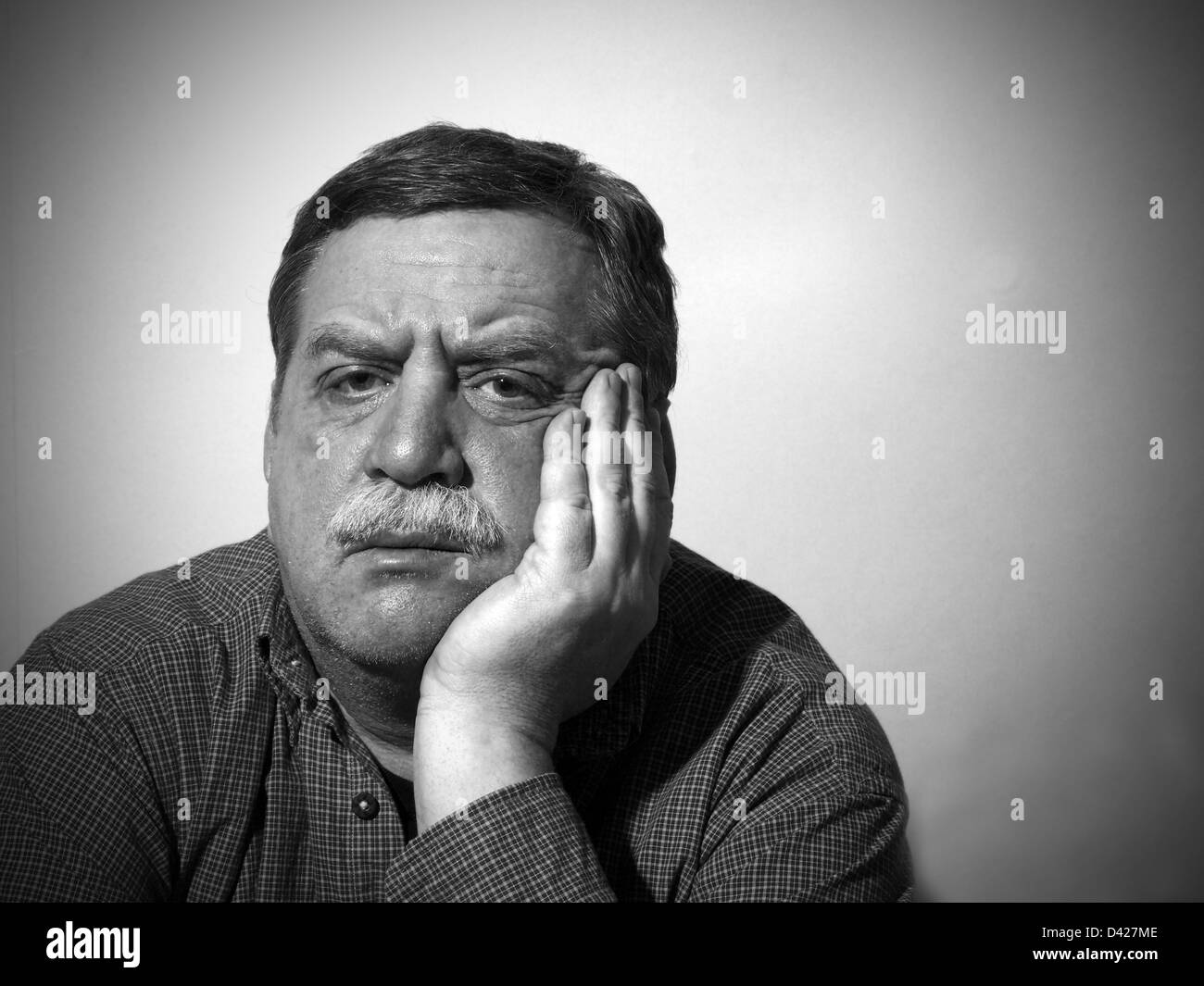 middleaged sad man, black and white Stock Photo Alamy
