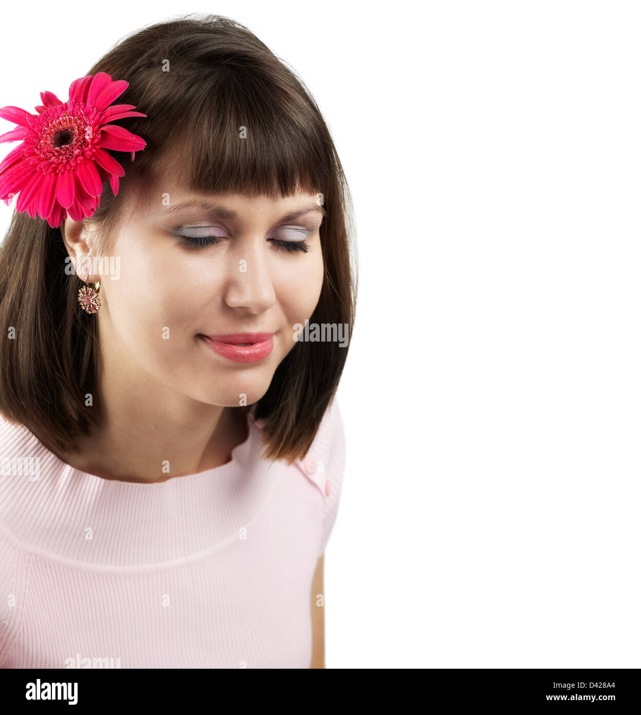 Beautiful young woman isolated on white background Stock Photo - Alamy