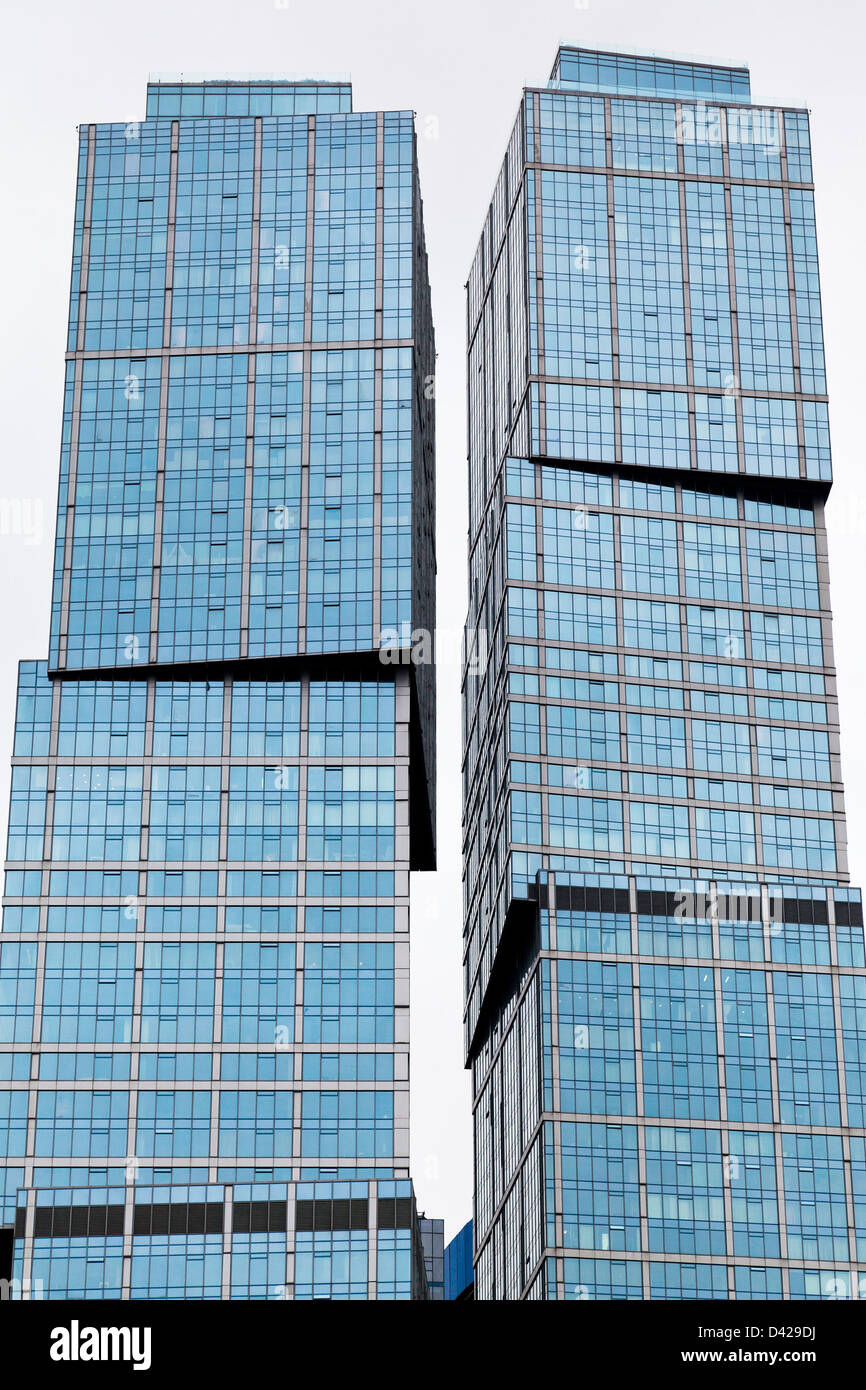 contemporary glass towers of business center in Moscow city Stock Photo