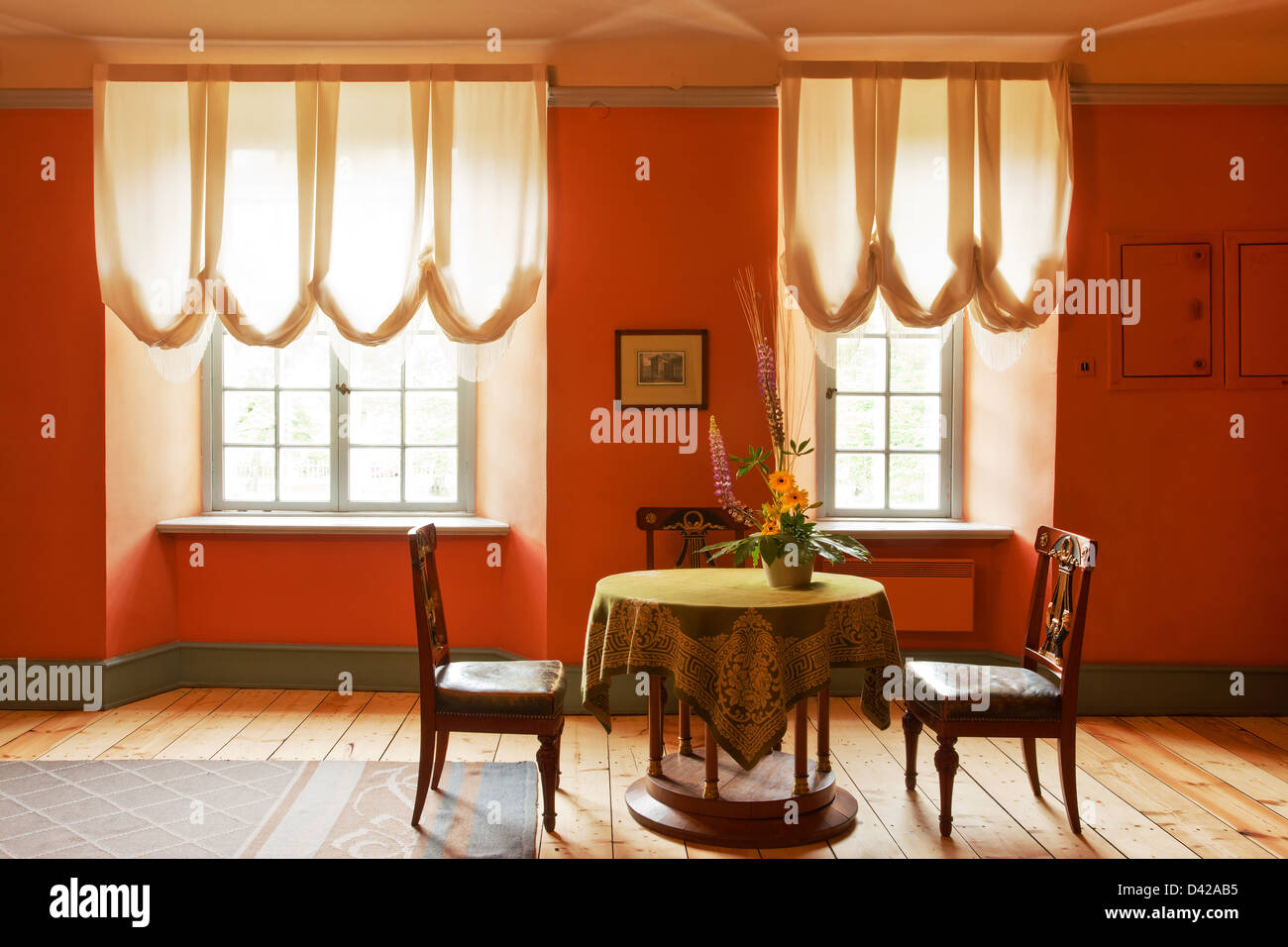 Antique dining room interior in Palmse manor, Estonia. Stock Photo