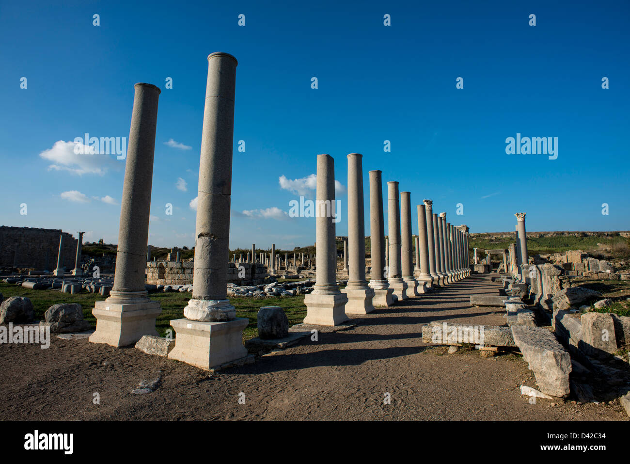 Remains of the Agora or marketplace at Perge in Turkey Stock Photo