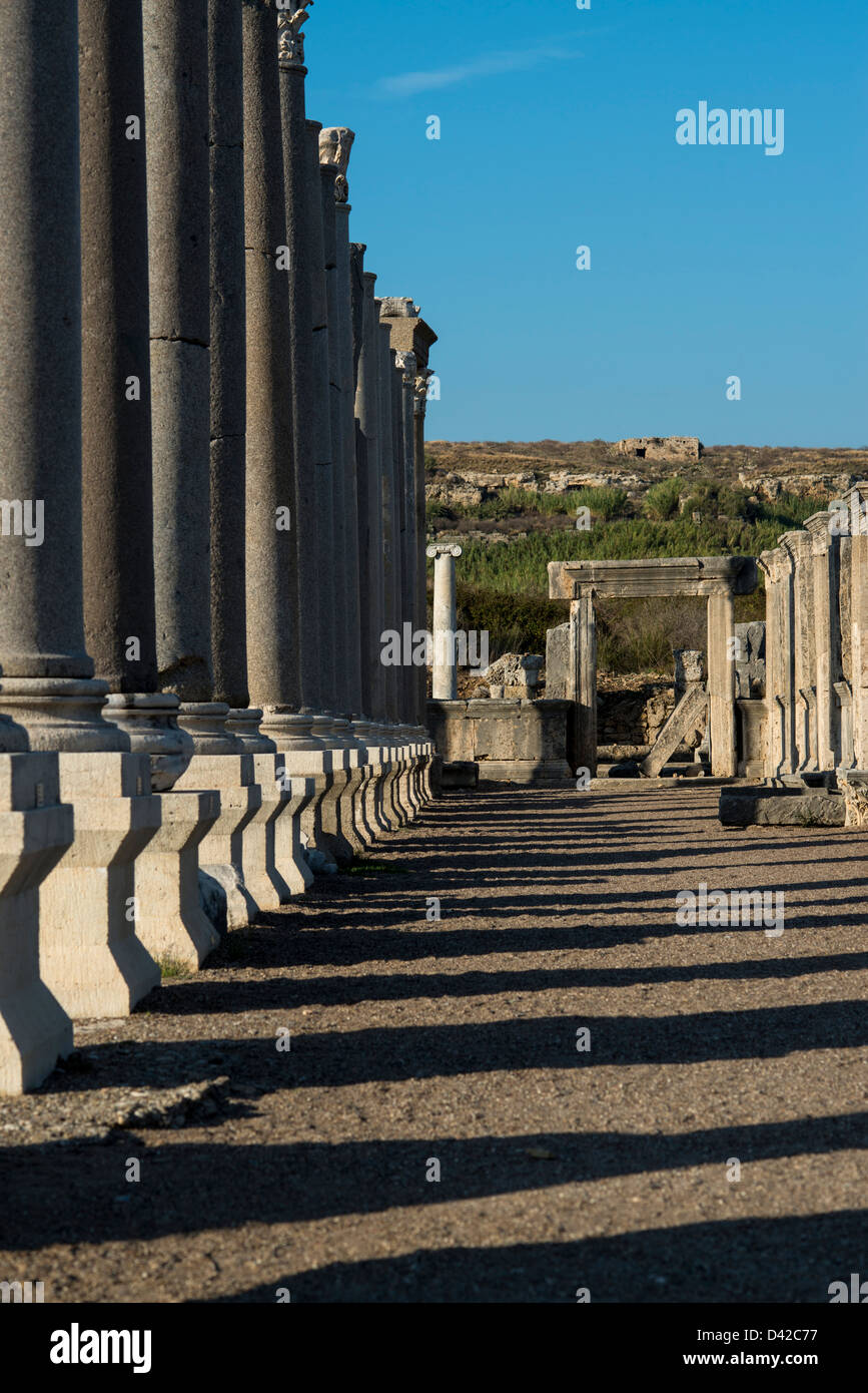 Remains of the Agora or marketplace at Perge in Turkey Stock Photo