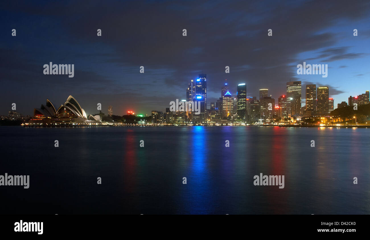 Sydney, Australia, Milsons Point of view on the illuminated skyline Stock Photo