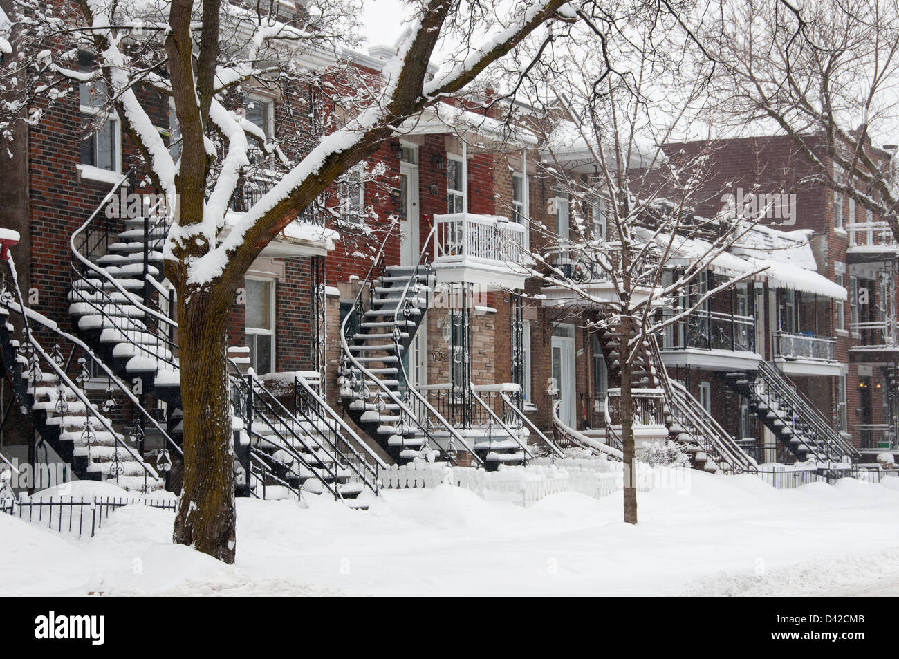 Villeray area Montreal, winter scene Stock Photo