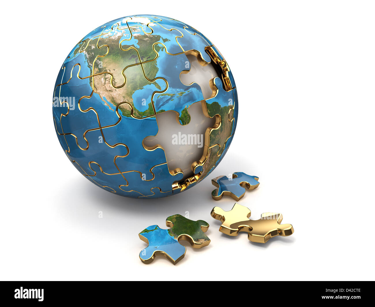World globe problems symbols/metaphors map solution planet. 3d Stock Photo