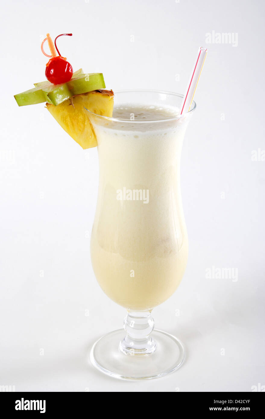 Milk cocktail with pineapple and carom Stock Photo Alamy