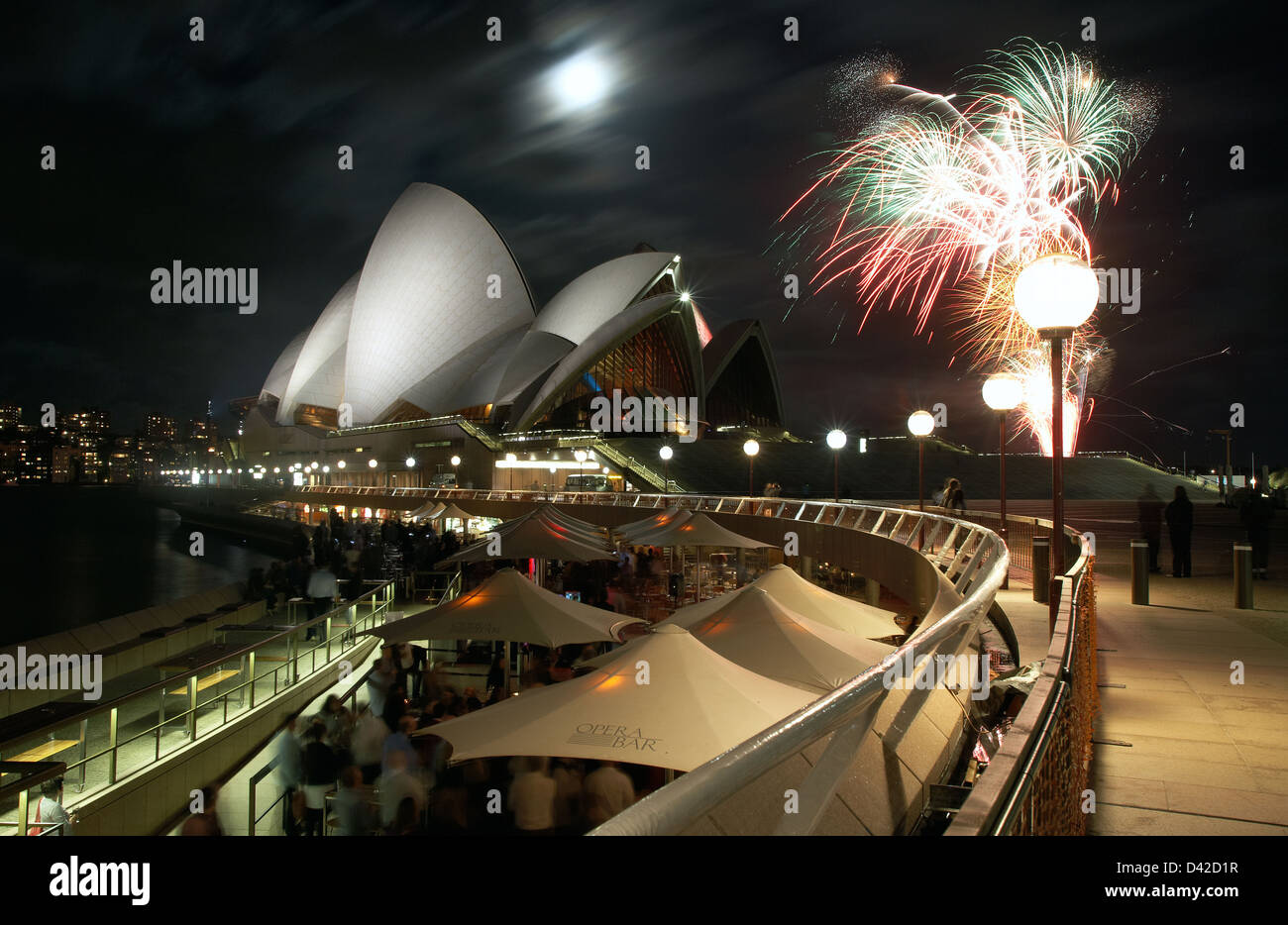 Sydney, Australia, fireworks over the Opera House on Bennelong Point