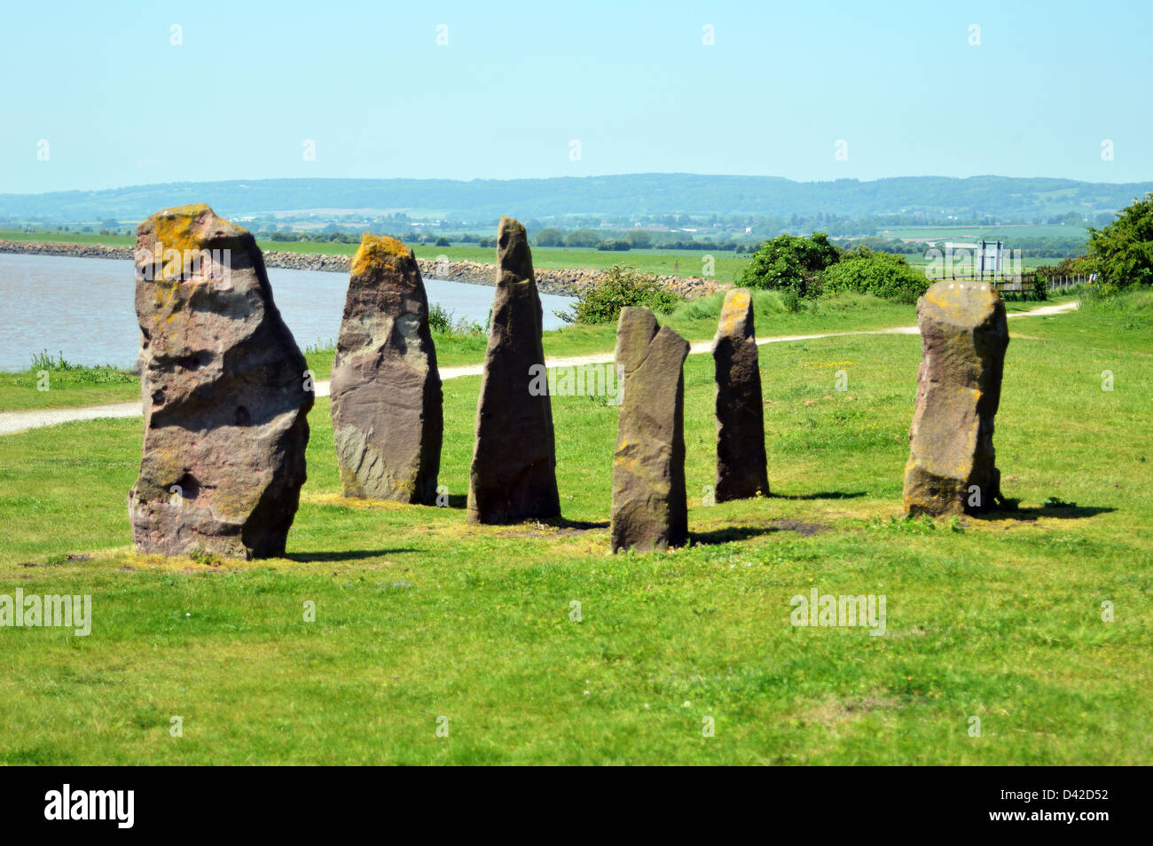 Standing Stones at Lydney Harbour Gloucestershire England Stock Photo