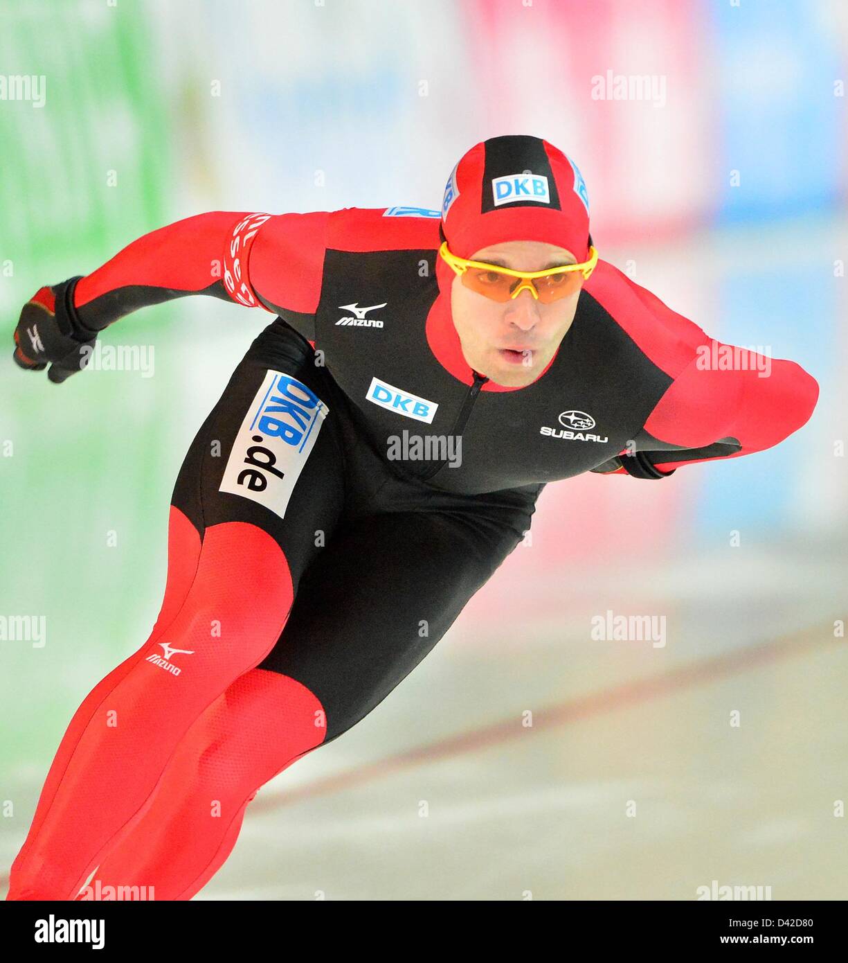 The German speed skater Samuel Schwarz starts for 1000 m at the Ice