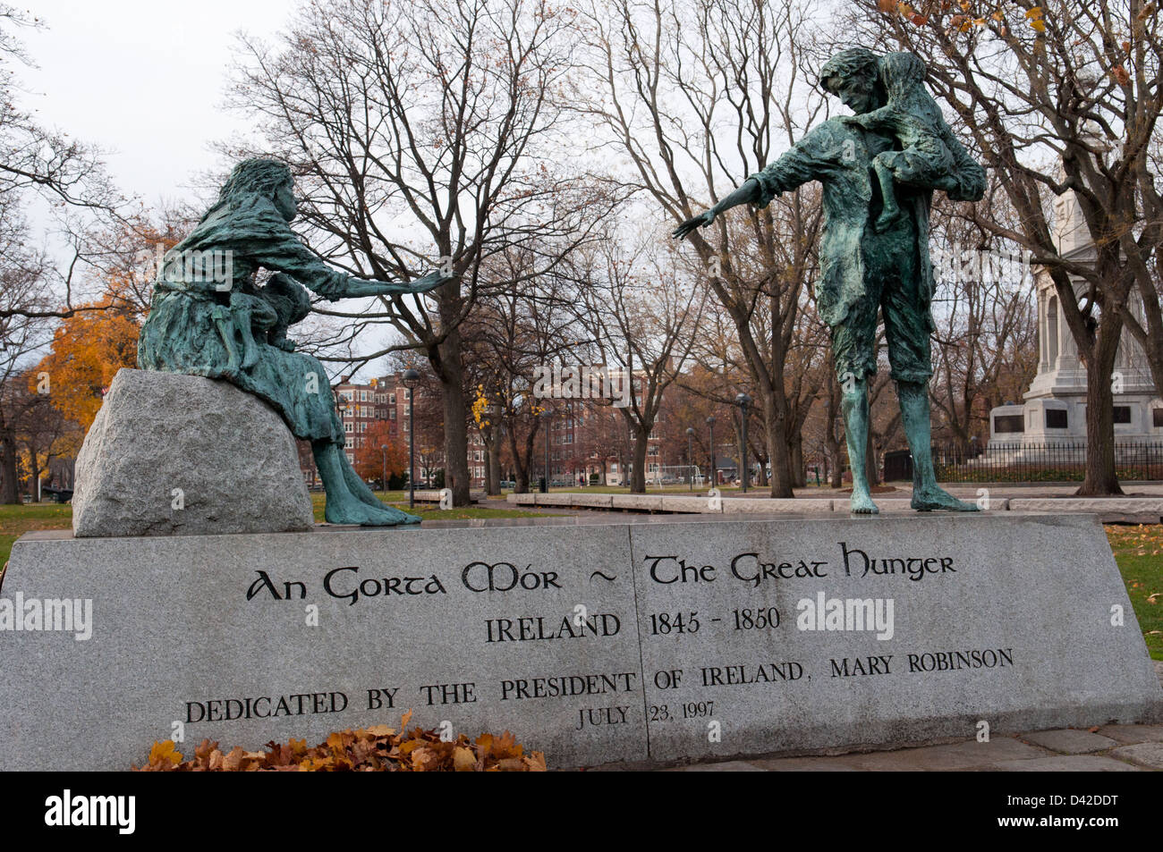 Monument in memory to the Irish people Harvard Stock Photo