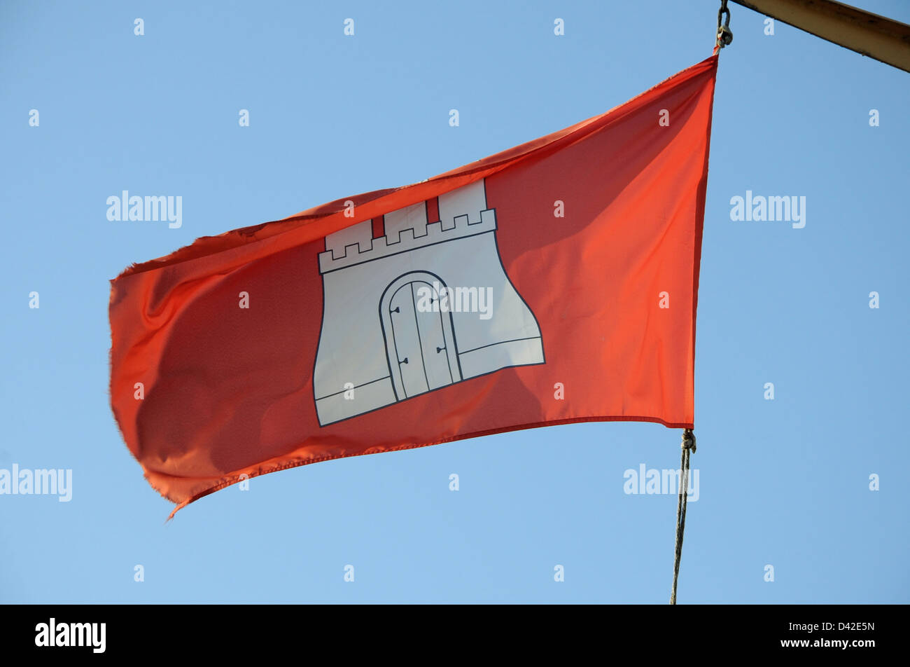 Hamburg, Germany, the national flag of the Free Hanseatic City of Hamburg Stock Photo