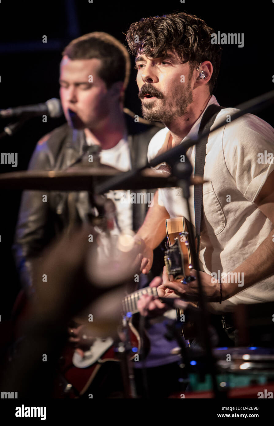 February 28, 2013 - The indie rock band Local Natives performs at the Tunnel Club, Milan, Italy Stock Photo