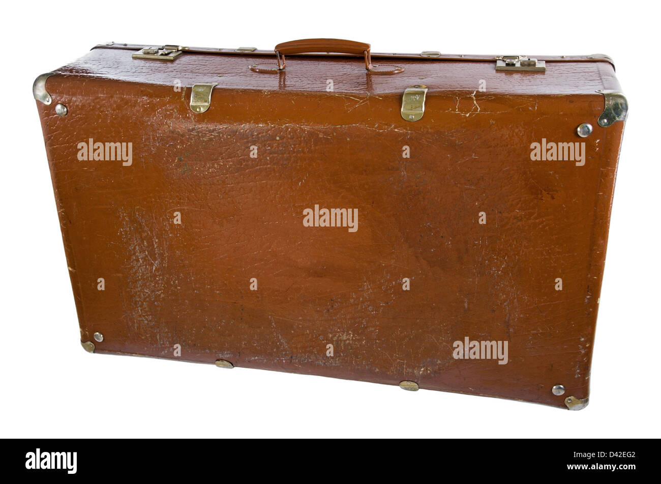 Old vintage suitcase isolated on white Stock Photo Alamy