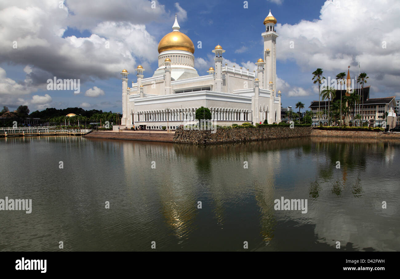 Brunei, Bandar Seri Begawan, Omar Ali Saifuddien, Mosque, Stock Photo