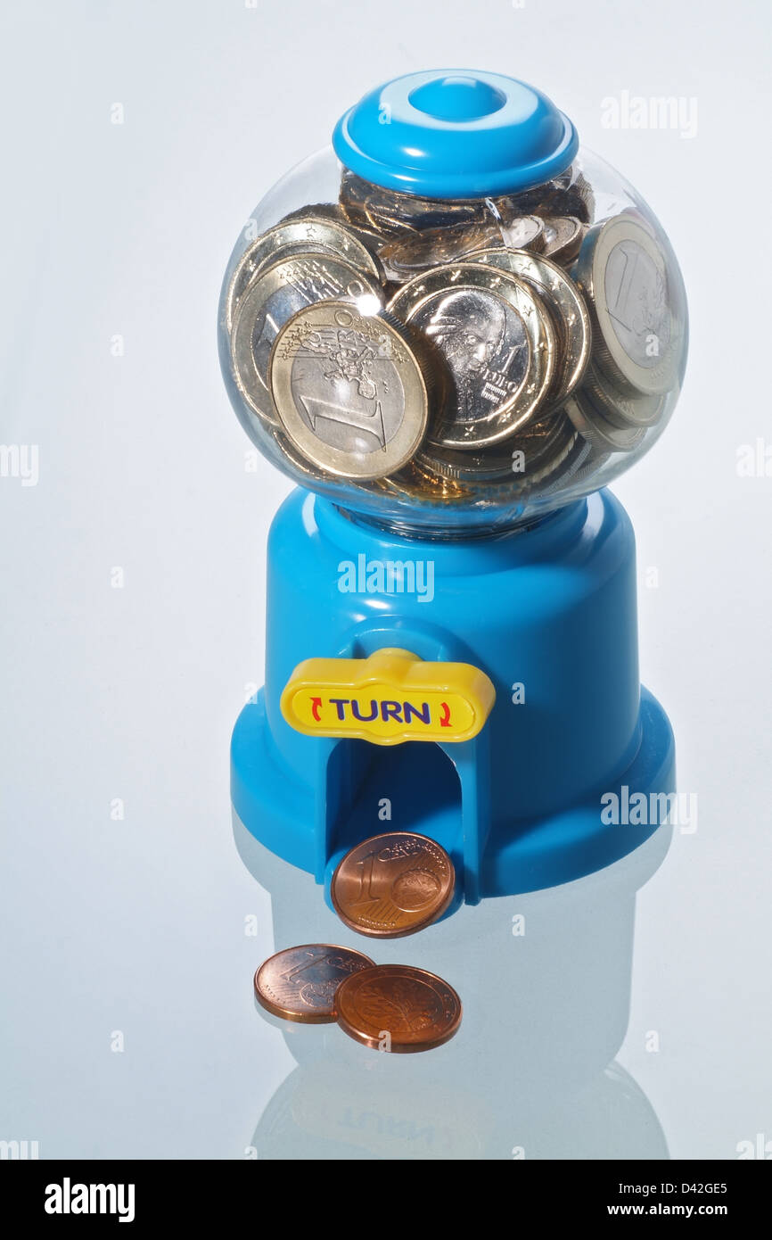 Hamburg, Germany, toy vending machine filled with Euromuenzen Stock