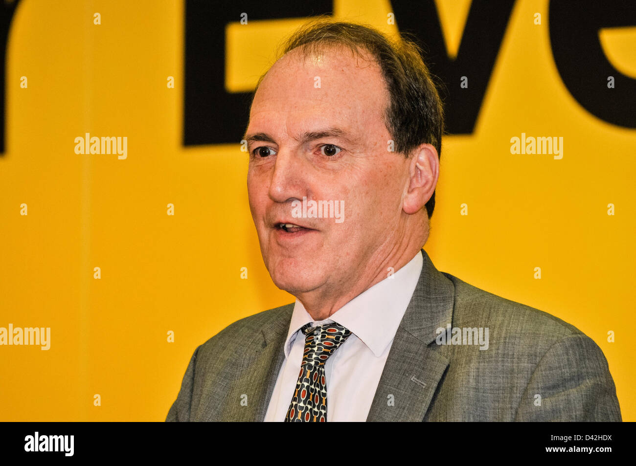 Belfast, Northern Ireland. 2nd March 2013. Simon Hughes, Member of Parliament for  Bermondsey and Old Southwark, and Deputy Leader of the Liberal Democratic Party, addresses the Alliance Party Conference. Credit: Stephen Barnes/Alamy Live News Stock Photo