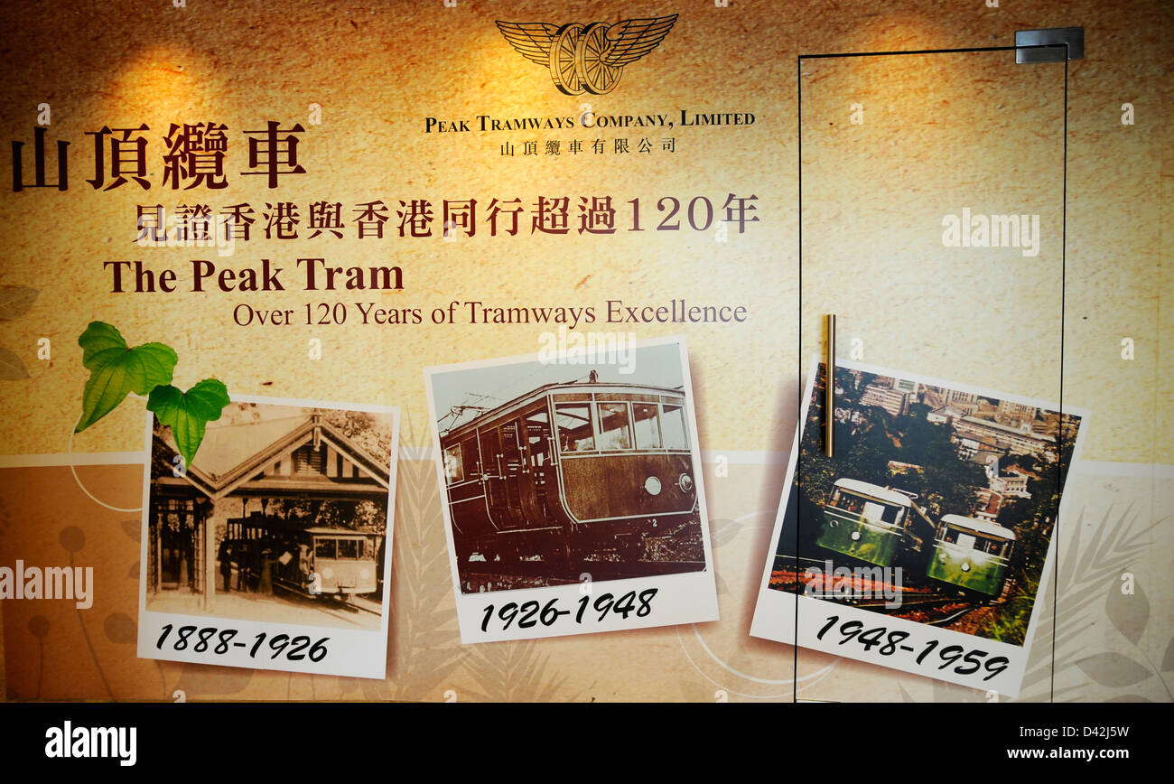 Peak Tramways company poster, Hong Kong Island Stock Photo