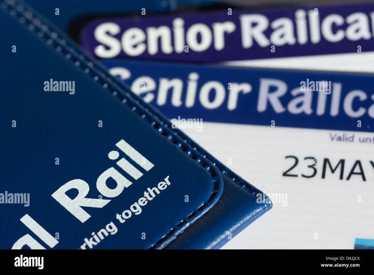 senior citizen railcards for British Rail customers. Stock Photo