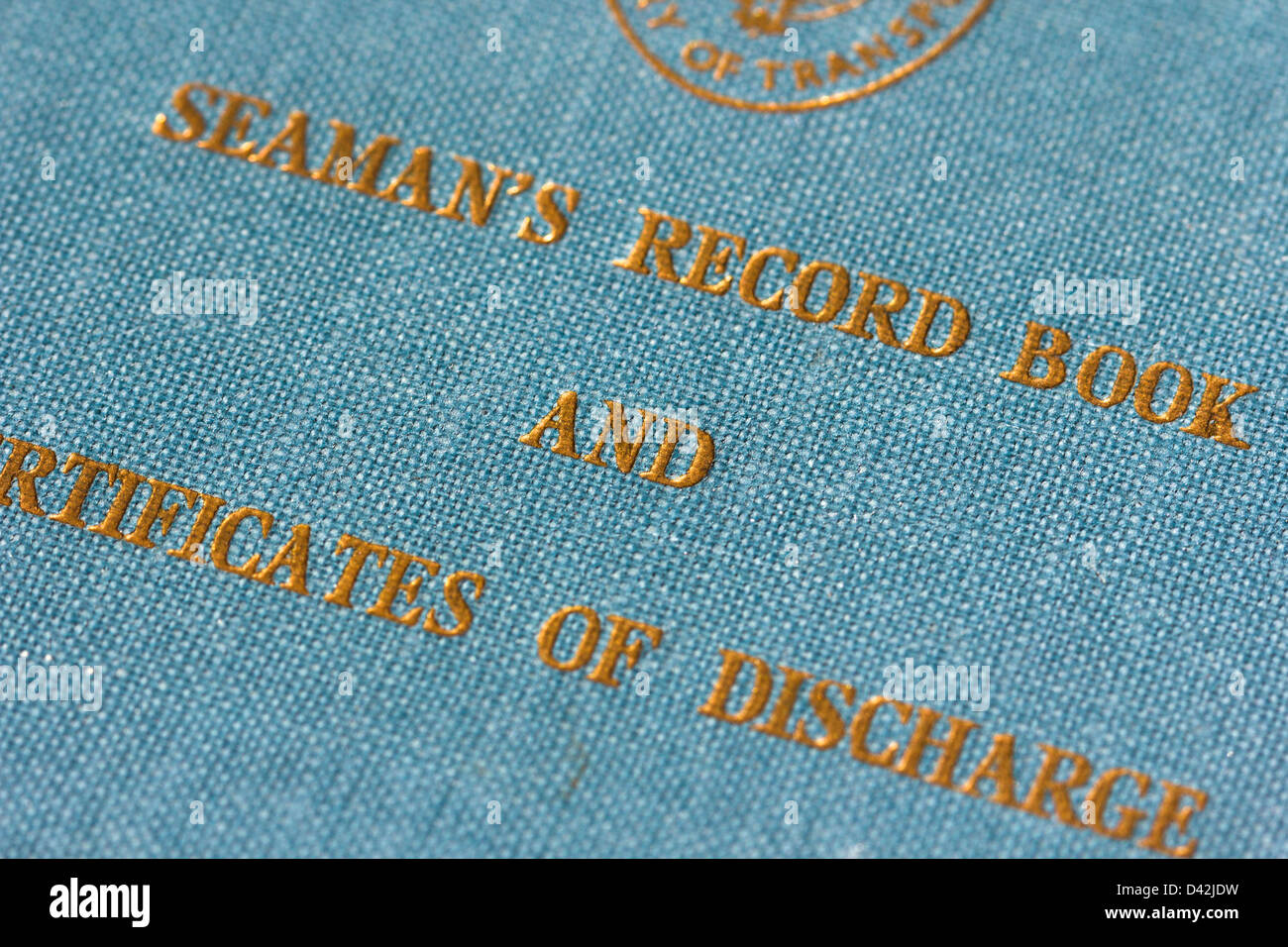 Seaman's record book, certificates of Discharge. Identity book for seamen. UK Stock Photo