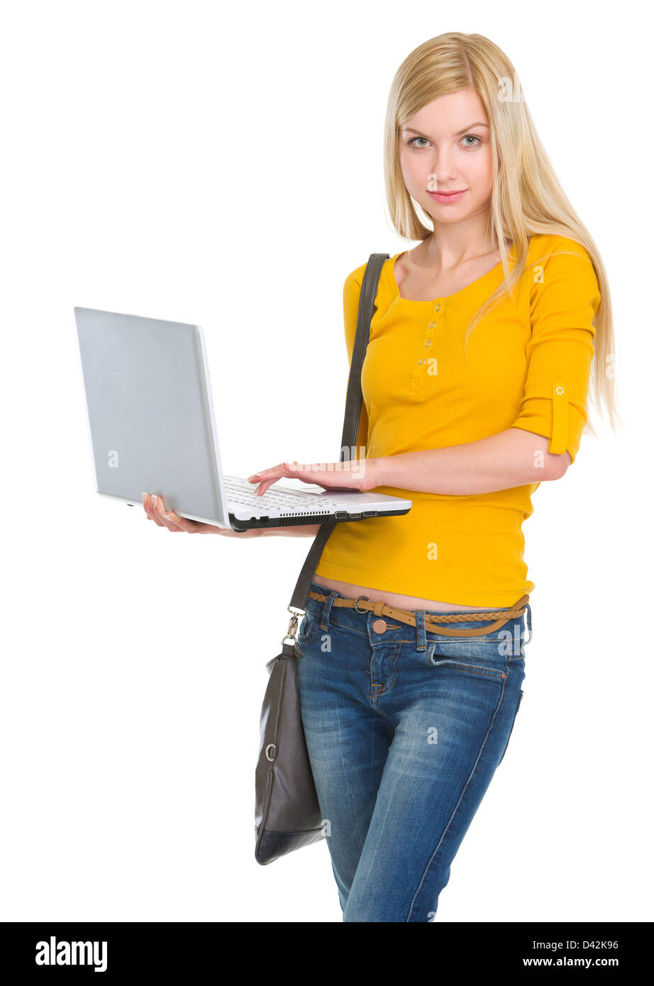 Student girl with laptop Stock Photo
