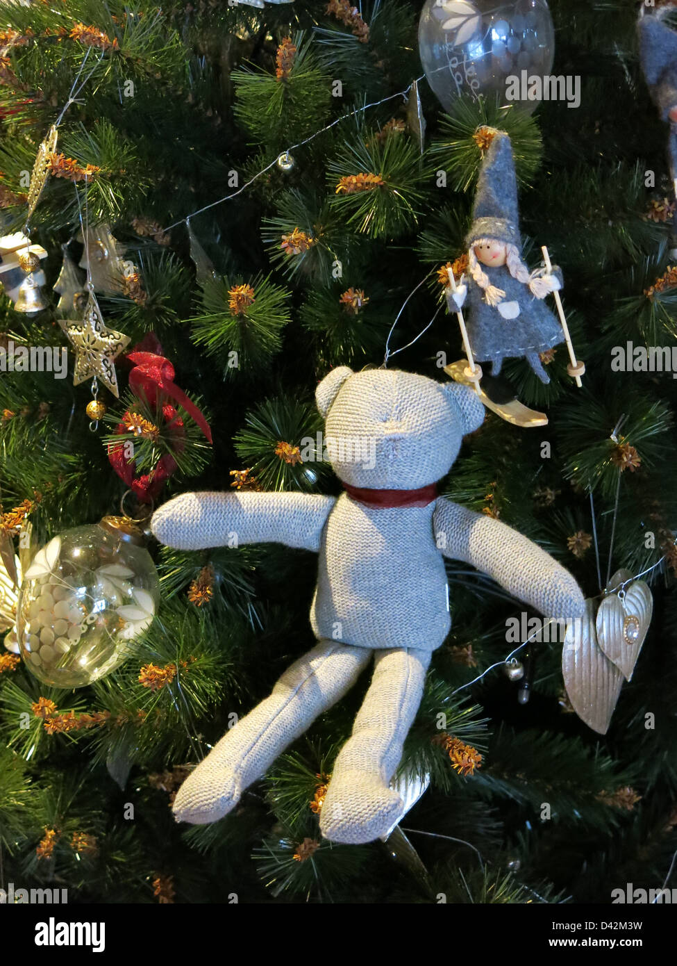 Teddy Bear Christmas Tree Decoration Stock Photo