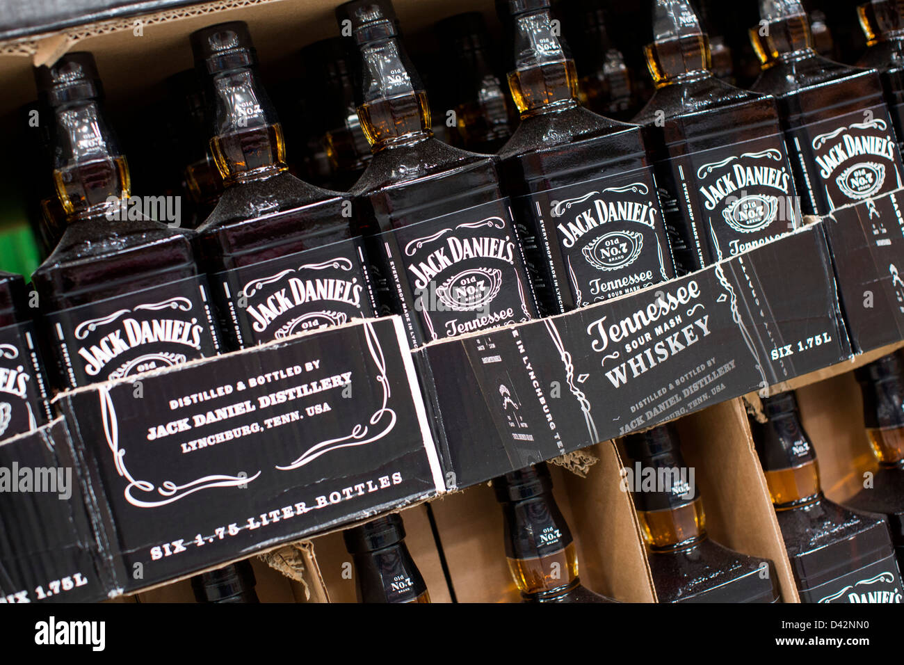 Jack Daniel's whiskey on display at a Costco Wholesale Warehouse Club. Stock Photo