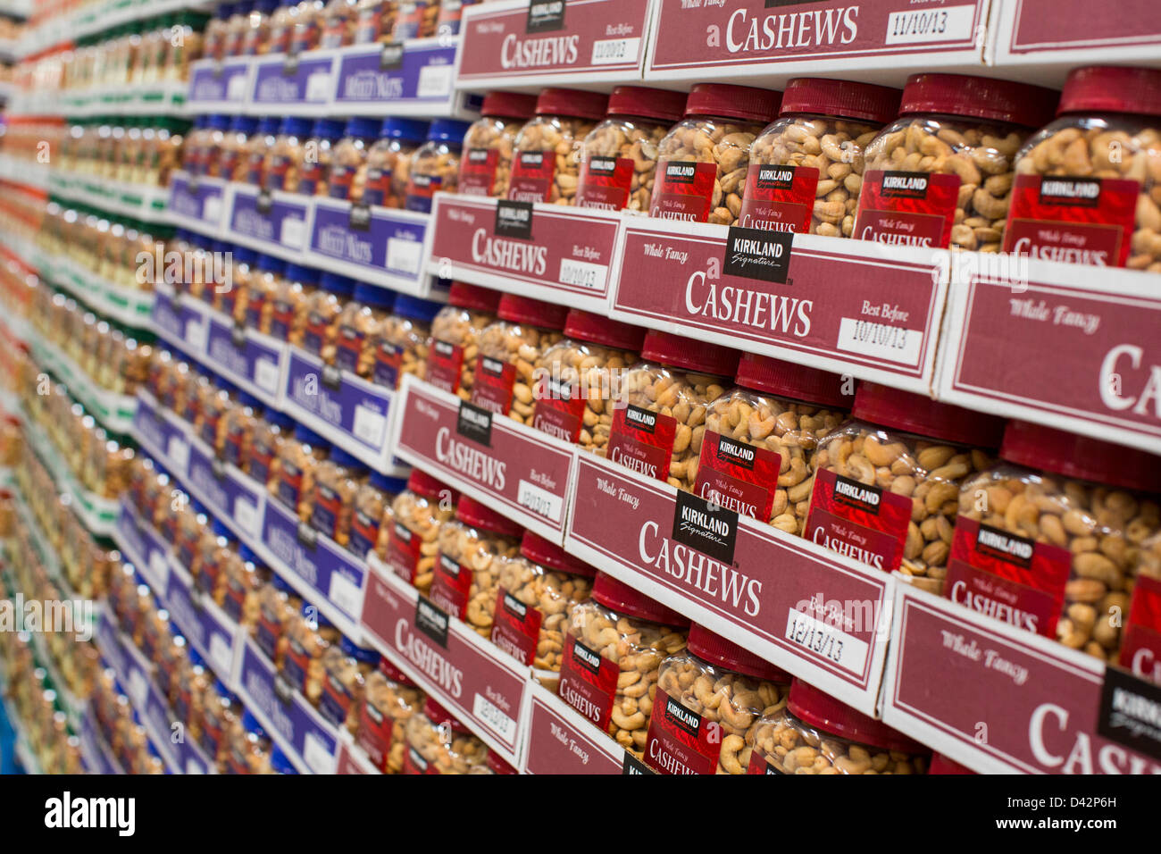 Cashew nuts on display at a Costco Wholesale Warehouse Club Stock Photo