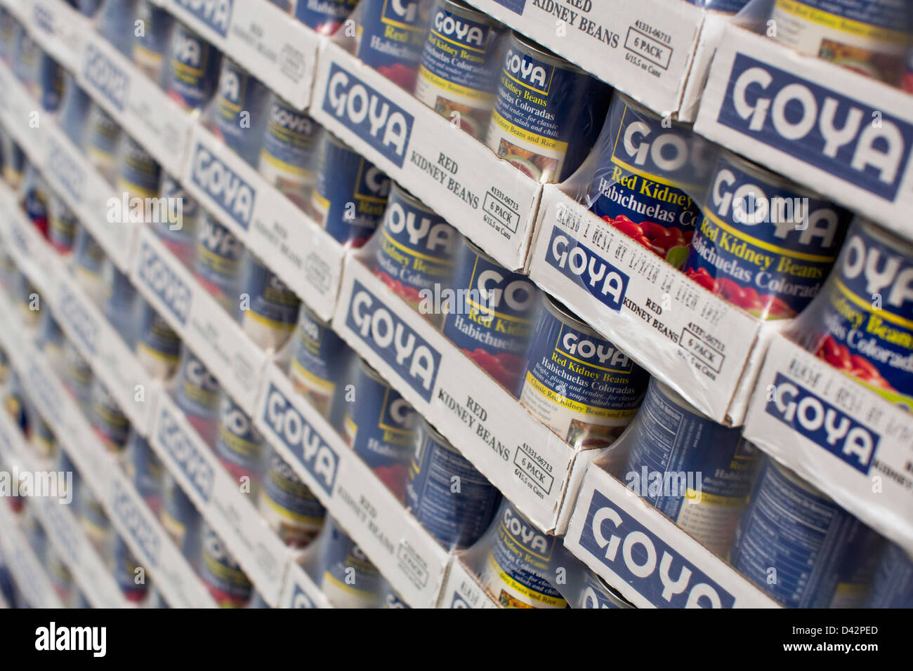 Goya kidney beans on display at a Costco Wholesale Warehouse Club. Stock Photo