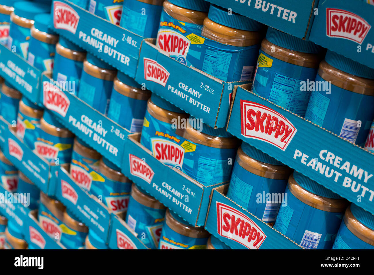 Skippy peanut butter on display at a Costco Wholesale Warehouse Club. Stock Photo