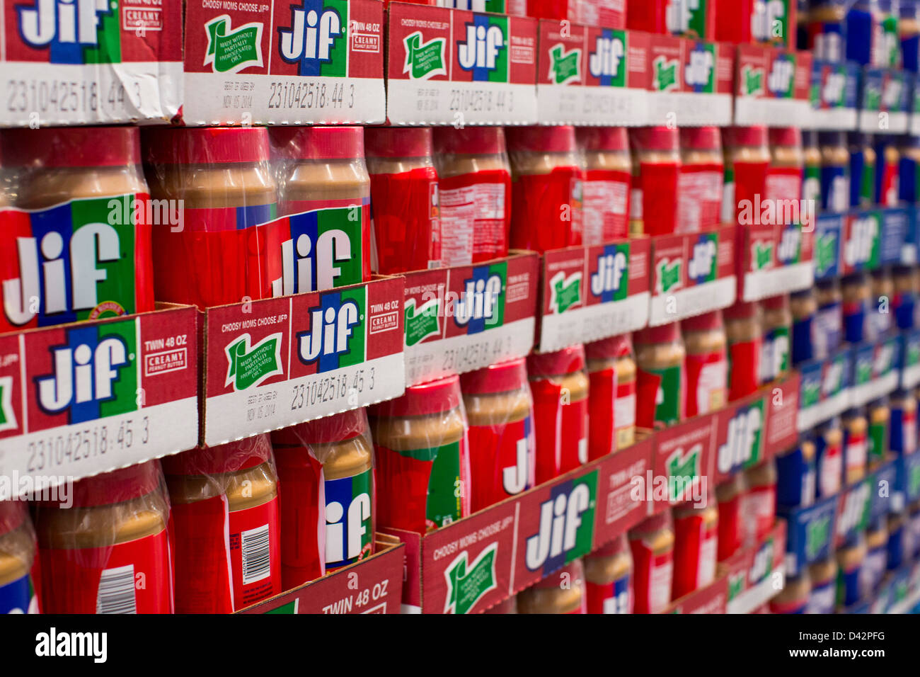 Jif peanut butter on display at a Costco Wholesale Warehouse Club Stock