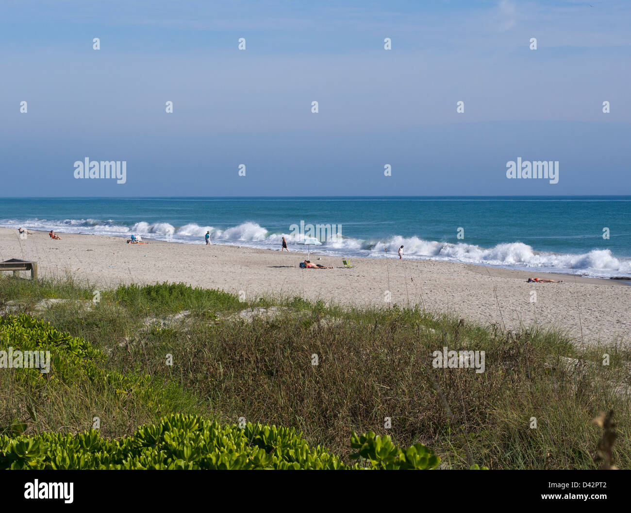 Beach at the boardwalk of Indialantic in Florida Stock Photo Alamy