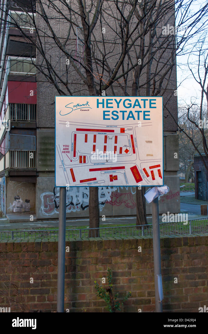 Sign at the entrance of the estate Stock Photo