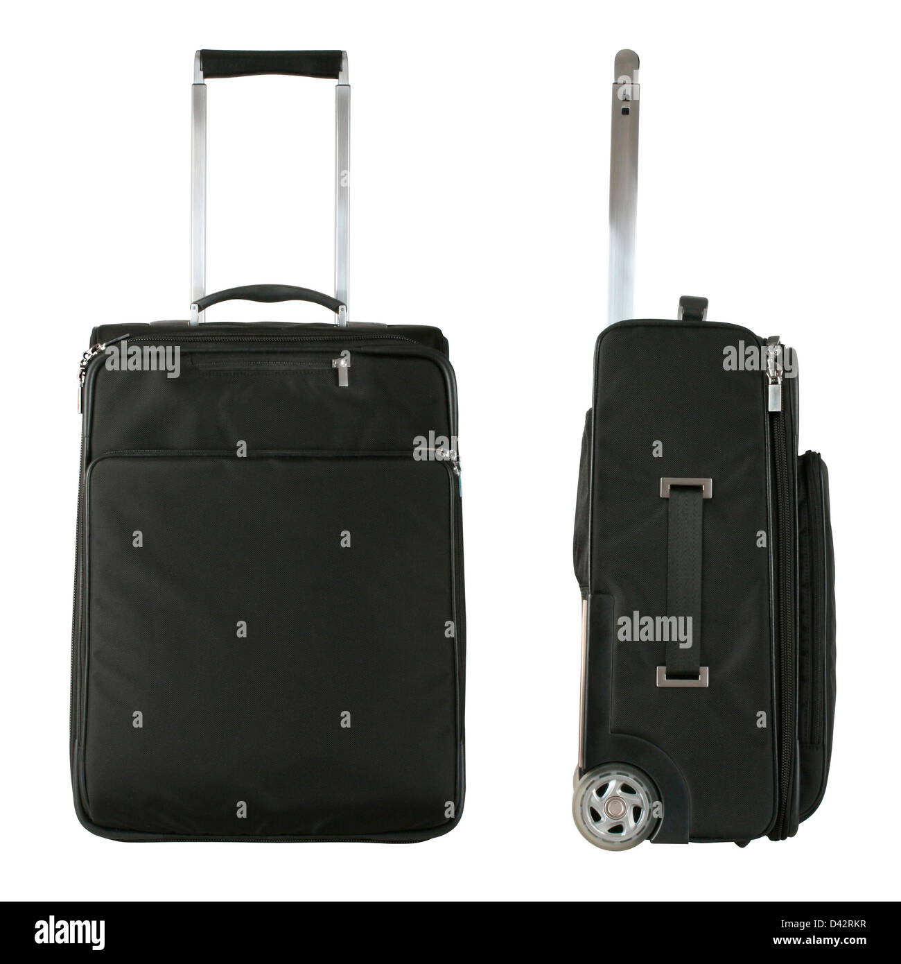 Black travel bag from front and side view Stock Photo Alamy