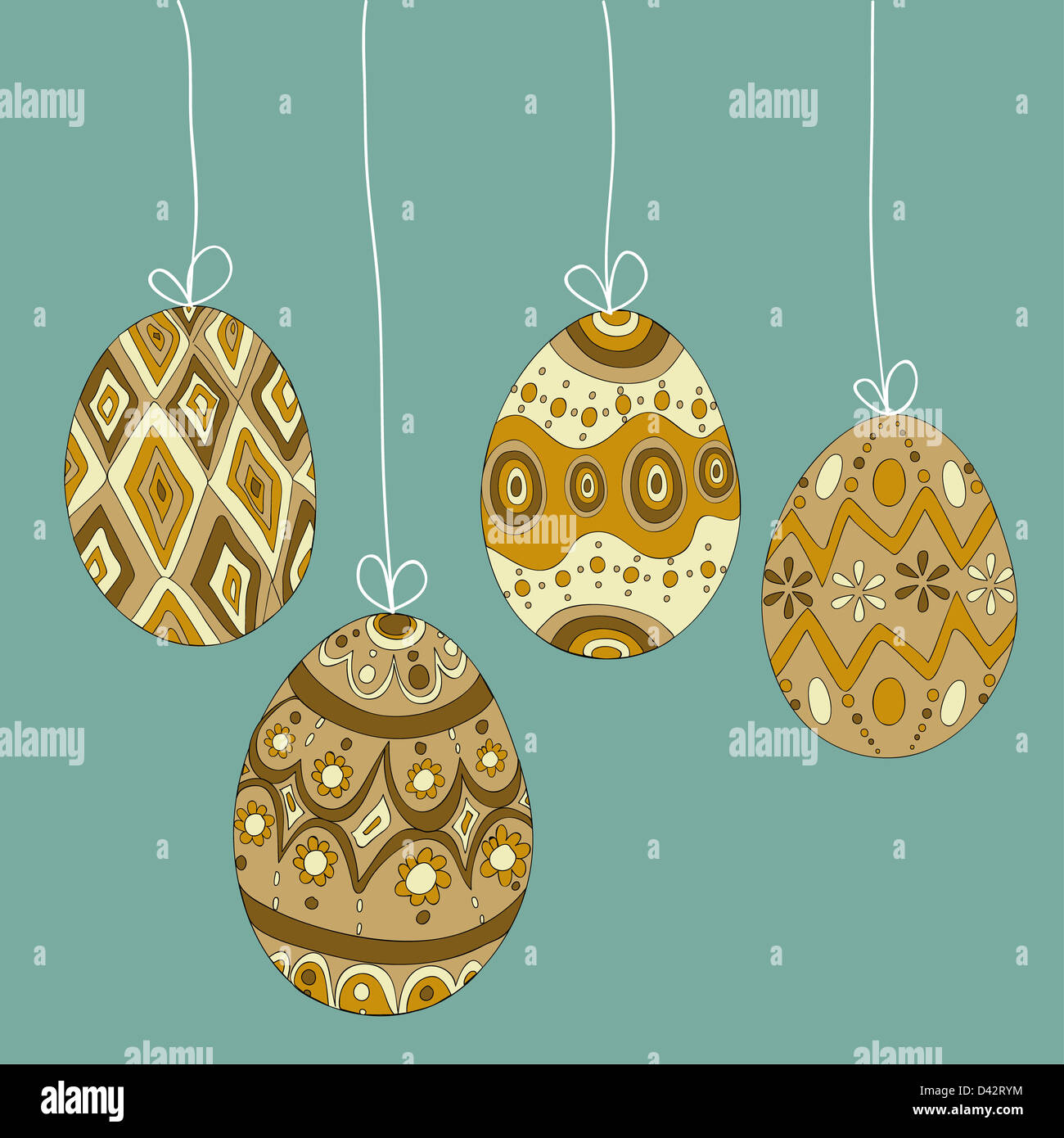 Happy Easter hanging eggs greeting card background. Vector file layered ...
