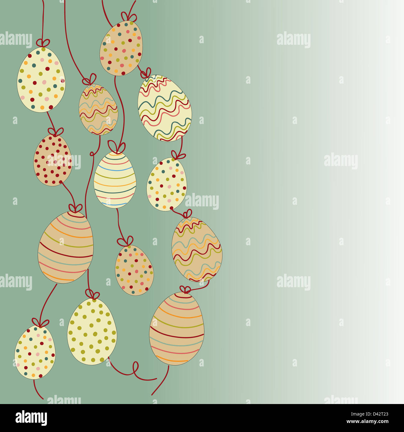 Happy Easter hanging eggs greeting card background. Vector file layered ...