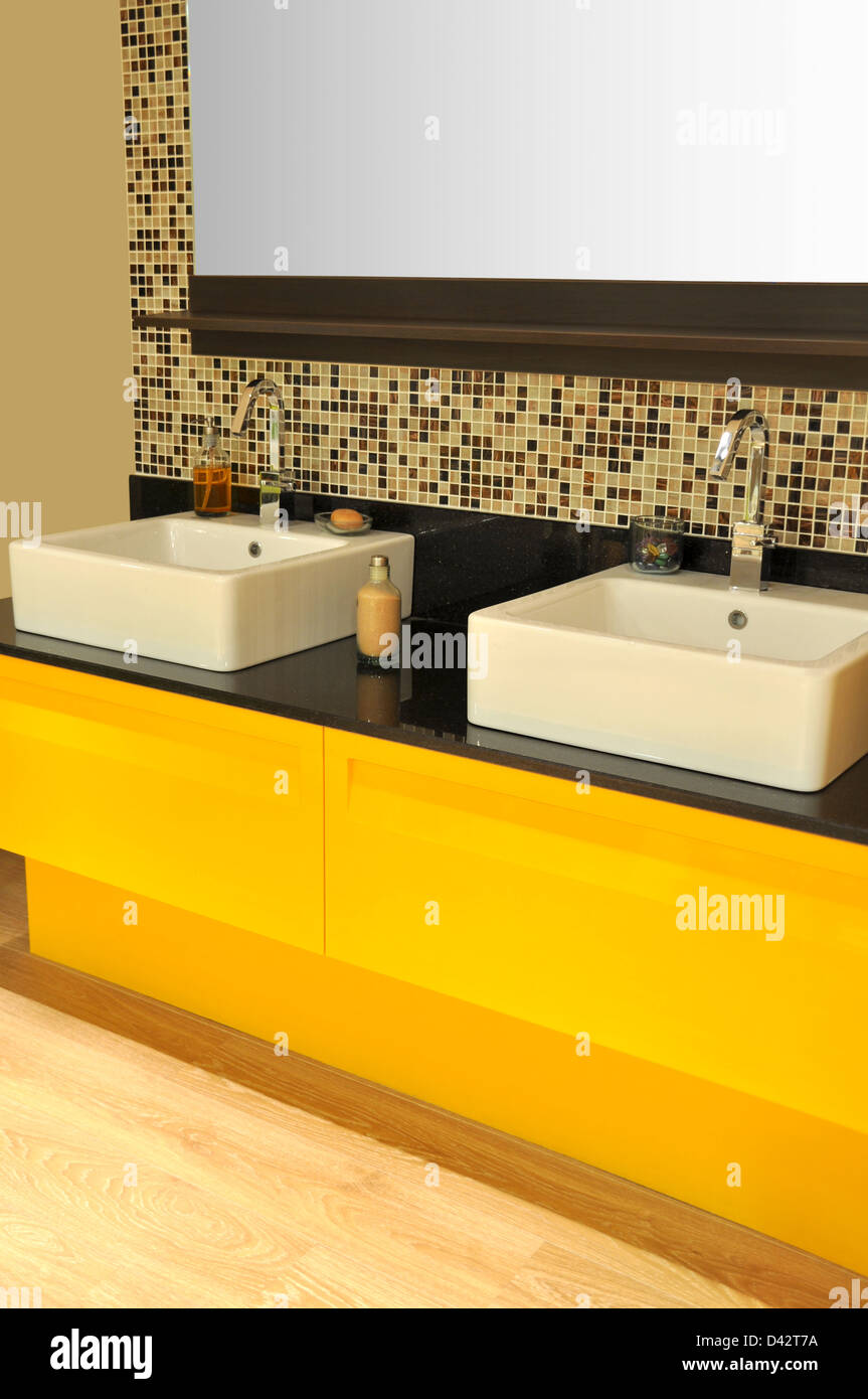 Modern luxury and clean bathroom sink and cabinet design Stock Photo ...