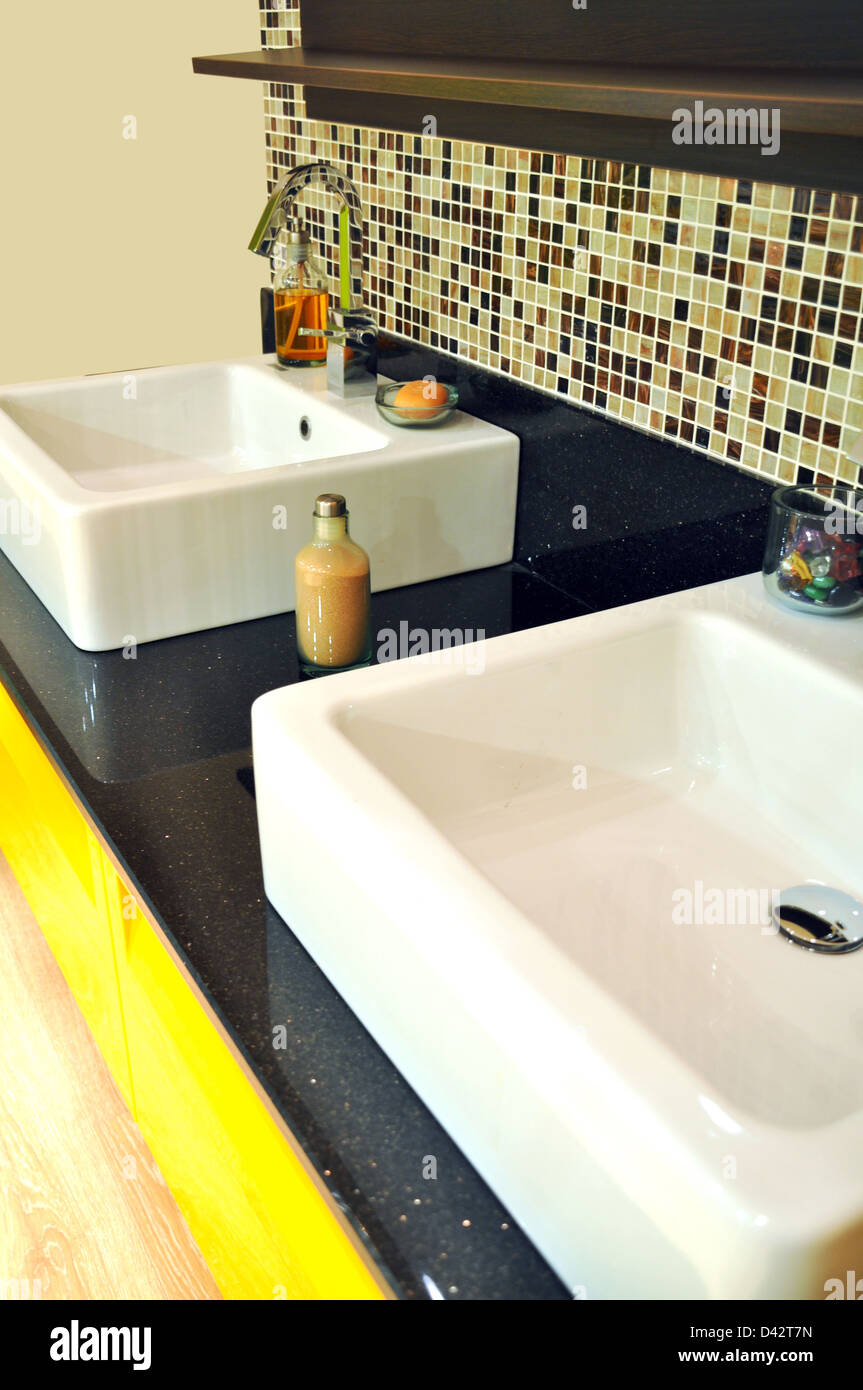Modern luxury and clean bathroom sink and design Stock Photo